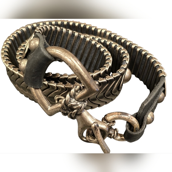 NEW BRAVE BLACK LEATHER BELT - EDGY STYLE - Picture 2 of 5